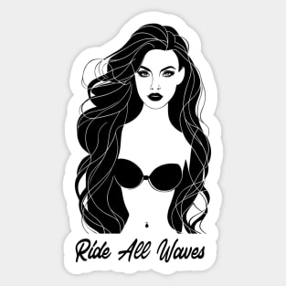 ride all waves, surfer girl, surf vibes, v3 Sticker